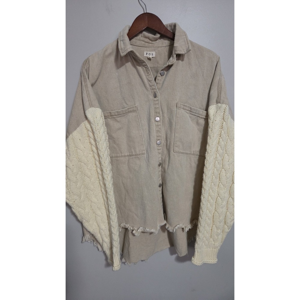 POL Cable Knit Sweater Shacket Size Medium Boho Hippie Oversized Minimalist